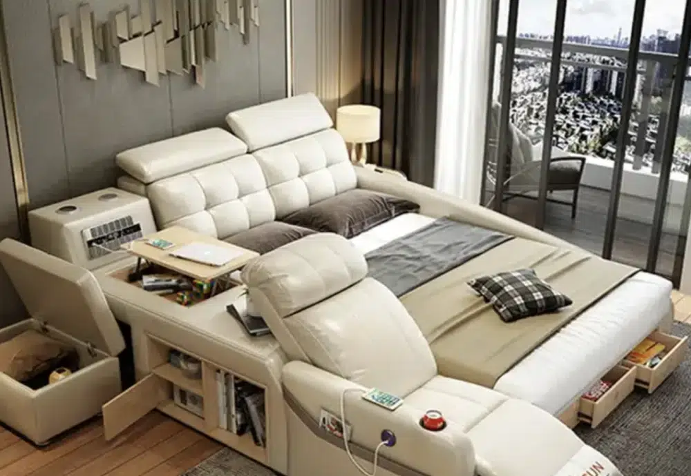 Tech-friendly multifunctional couch bed combo