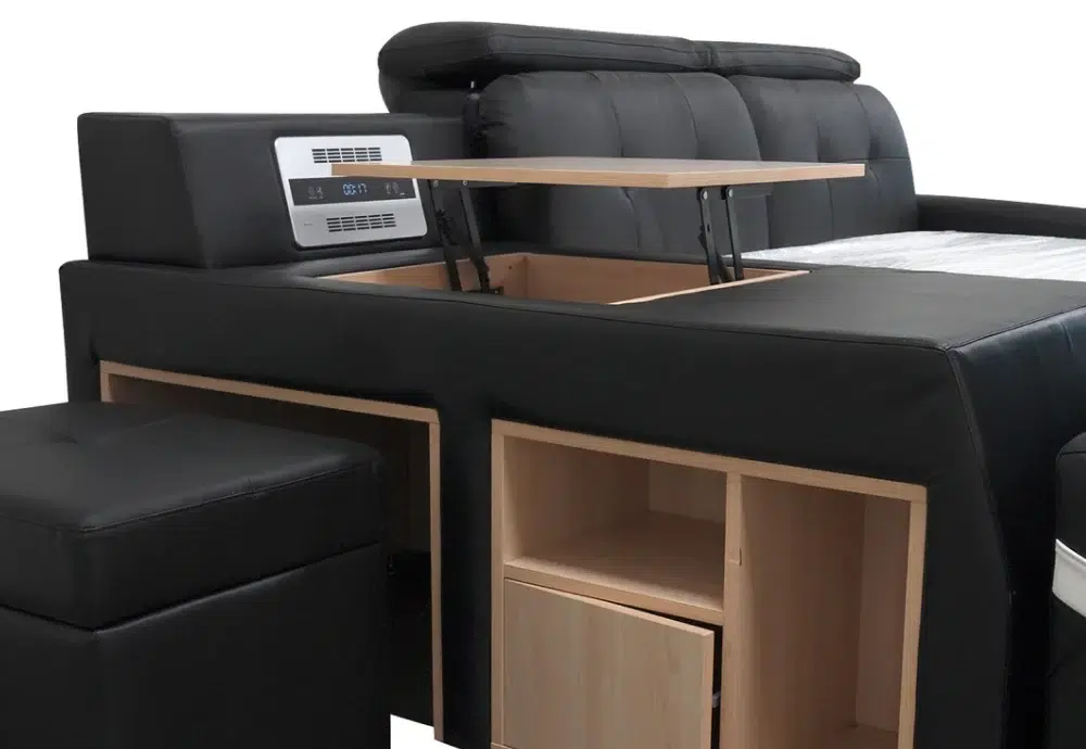 Tech-friendly multifunctional couch bed combo